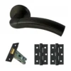 Jade Internal Lever Handle On Round Rose Handle Set - Matt Black (116755)