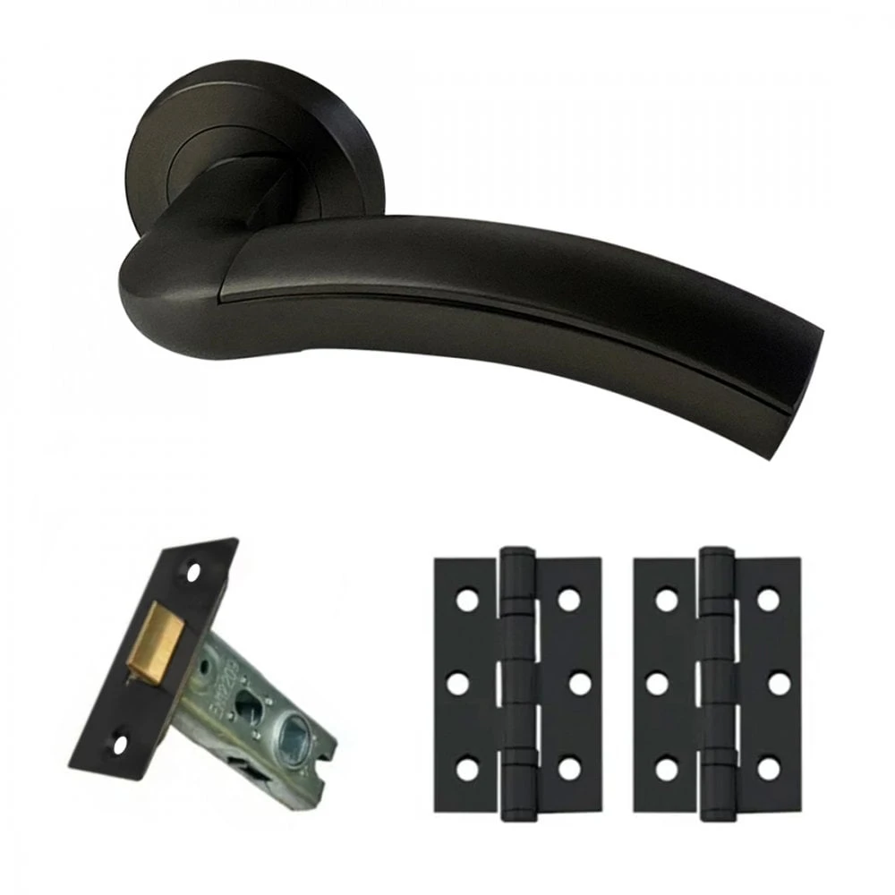 Jade Internal Lever Handle On Round Rose Handle Set - Matt Black (116755) 1 Jade Internal Lever Handle On Round Rose Handle Set - Matt Black (116755)