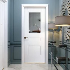 White Internal Primed Elegance Henley 2 Panel 1 Light Clear Glass Door (117398)