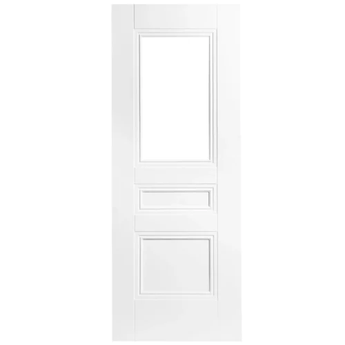 White Internal Primed Elegance Henley 2 Panel 1 Light Clear Glass Door (117398) -Oak Door Store 1677237033 35360200