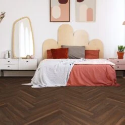 Walnut - Lifestyle SPC Herringbone 5.5mm Rigid Core Vinyl Flooring (116796)