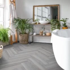 Cool Grey - Lifestyle SPC Herringbone 5.5mm Rigid Core Vinyl Flooring (116795)