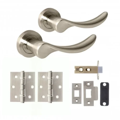 Mediterranean Malaga Round Lever Door Handle Set - Satin Nickel (290544)