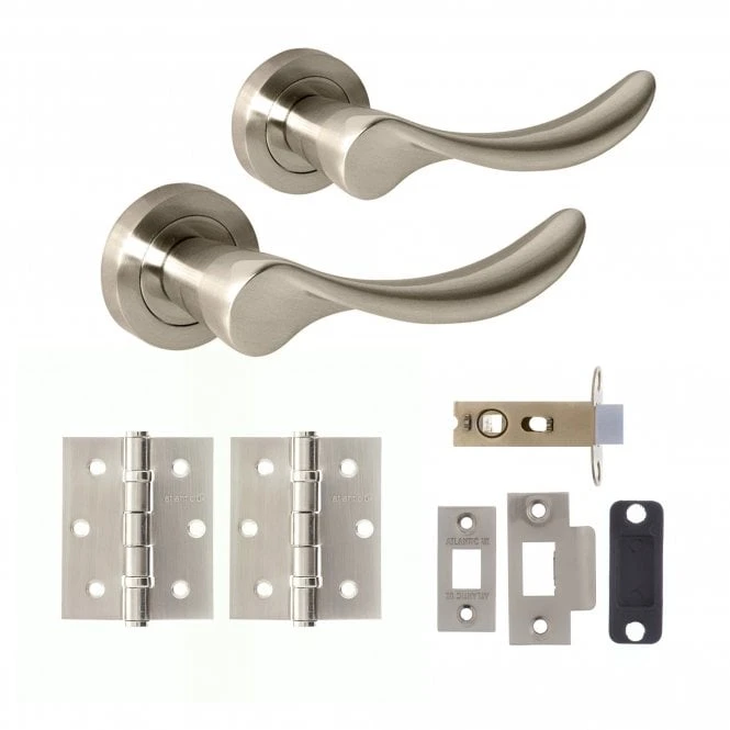 Mediterranean Malaga Round Lever Door Handle Set - Satin Nickel (290544) 1 Mediterranean Malaga Round Lever Door Handle Set - Satin Nickel (290544)