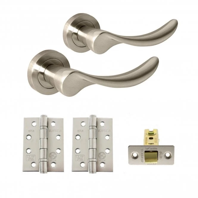 Mediterranean Malaga Round Lever CE13 Fire Door Handle Set - Satin Nickel (290545) 1 Mediterranean Malaga Round Lever CE13 Fire Door Handle Set - Satin Nickel (290545)