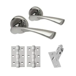 Zeta Lever On Round Rose Handle Set - Polished Chrome (143320)