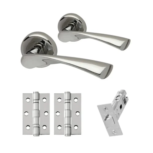 Zeta Lever On Round Rose Handle Set - Polished Chrome (143320)