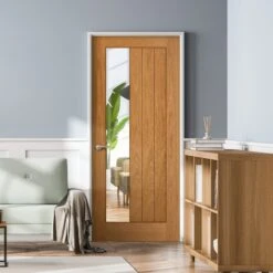 Oak Internal Fully Finished Farley 1 Light Clear Offset Glass Door (119657)