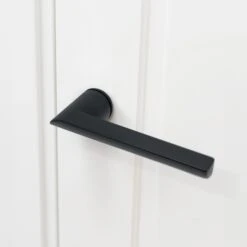 Studio Industrial Round Rose Lever Door Handle Set - Matt Black (307043) 11 Studio Industrial Round Rose Lever Door Handle Set - Matt Black (307043) -Oak Door Store 1688639277 83979800