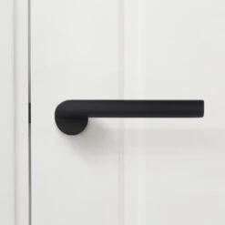 Studio Industrial Round Rose Lever Door Handle Set - Matt Black (307043) 13 Studio Industrial Round Rose Lever Door Handle Set - Matt Black (307043) -Oak Door Store 1688639280 47268900