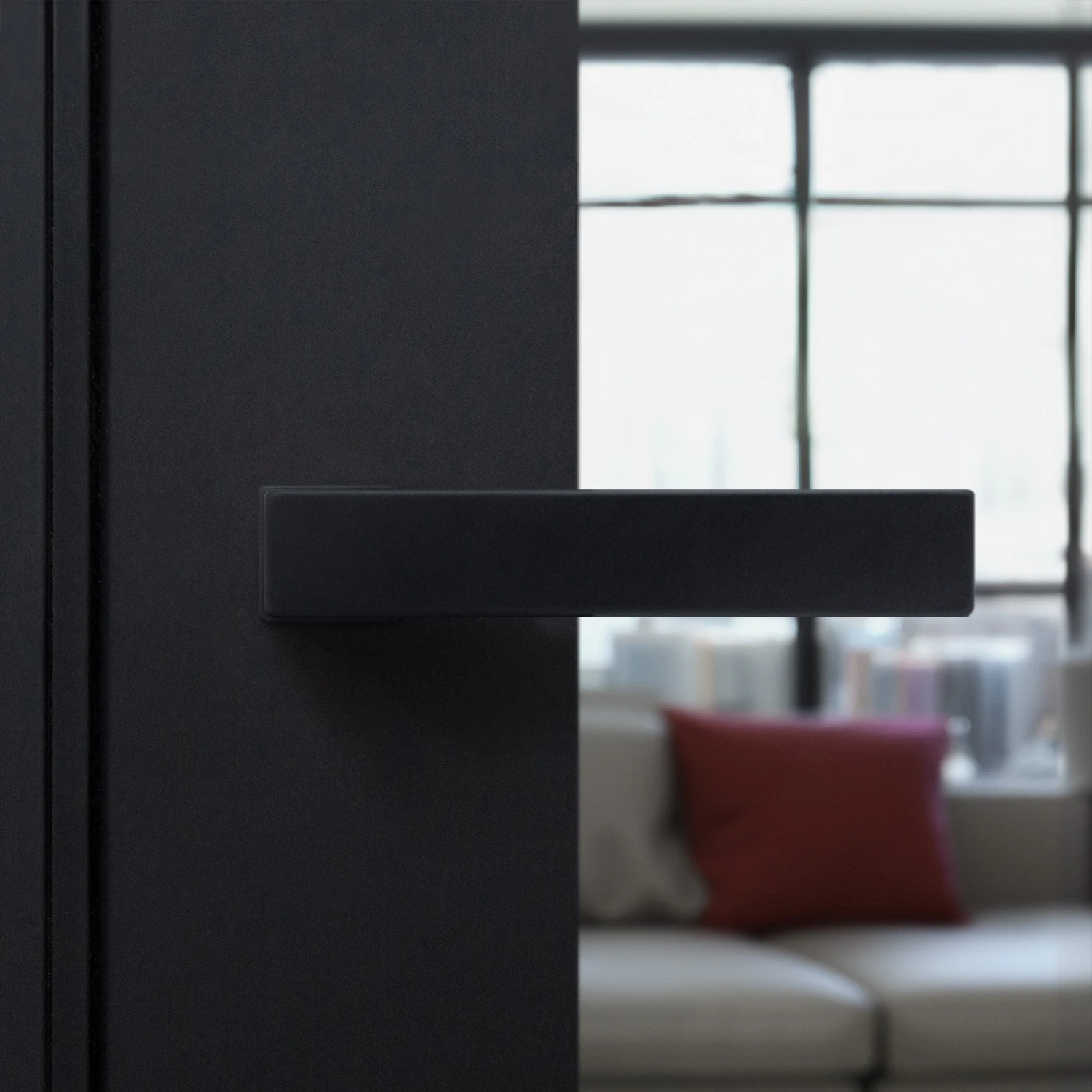 Studio Industrial Square Rose Lever Door Handle Set - Matt Black (307041) 2 Studio Industrial Square Rose Lever Door Handle Set - Matt Black (307041) - Image 2