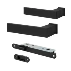 Studio Industrial Square Rose Lever Door Handle Set - Matt Black (307041)