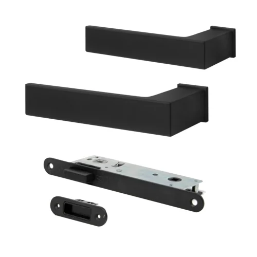 Studio Industrial Square Rose Lever Door Handle Set - Matt Black (307041)