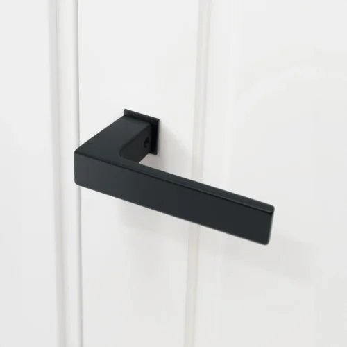Studio Industrial Square Rose Lever Door Handle Set - Matt Black (307041) -Oak Door Store 1688639557 81397200