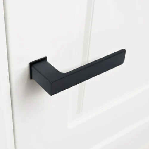 Studio Industrial Square Rose Lever Door Handle Set - Matt Black (307041) -Oak Door Store 1688639563 37061500