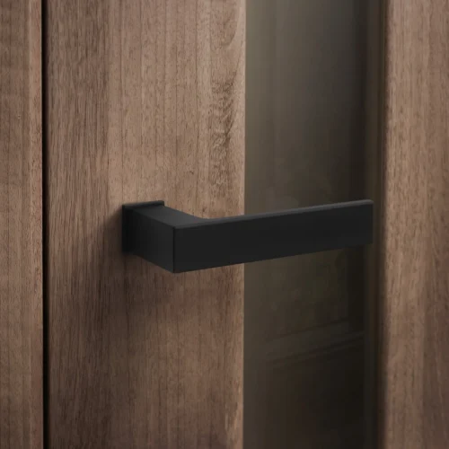 Studio Industrial Square Rose Lever Door Handle Set - Matt Black (307041) -Oak Door Store 1688639566 51798300