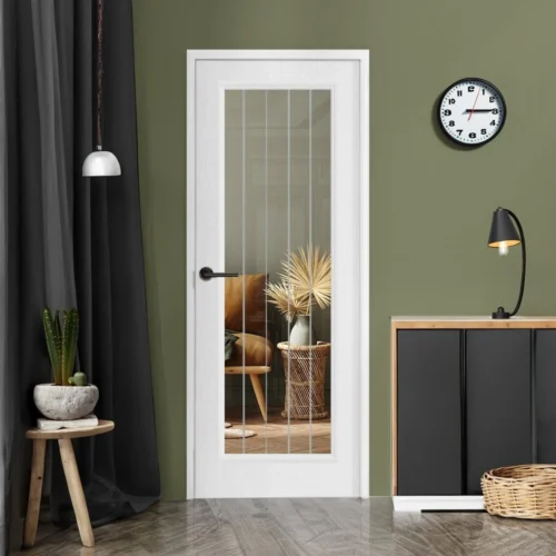 White Internal Textured Lifestyle Cottage Primed 1 Light Obscure Lined Clear Glass Door (119741)