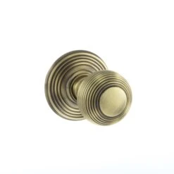 Old English Ripon Round Reeded Mortice Door Knob - Antique Brass (119835)