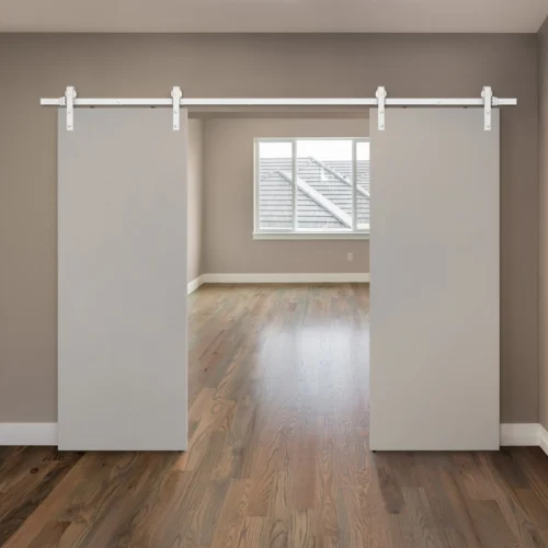 White 3m Face Mounted Sliding Barn Pair Door Track (119284)