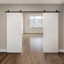 Matt Black 3m Top Hung Sliding Barn Pair Door Track (119286)