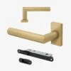 Studio Industrial Round Rose Lever Door Handle Set - Satin Brass (324761)