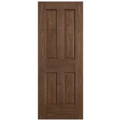Internal Walnut Fully Finished 4 Panel Victorian FD30 Fire Door (117105) -Oak Door Store 1695910201 26124900