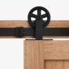 Matt Black Cartwheel Sliding Barn Door Track Bracket Pair (120274)