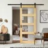 Clear Pine Internal Unfinished Shaker 4 Light Clear Glass Sliding Door - Black Face Mounted (119910)