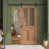 Rustic Oak Internal Fully Finished Malton 4 Panel Clear Glazed Sliding Door - Black Face Mounted (119912)