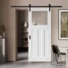 White Internal Primed DX 1930's Clear Glass Sliding Door - Black Face Mounted (119987)
