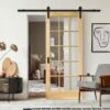 Clear Pine Internal Unfinished SA 15 Light Clear Glass Sliding Door - Black Face Mounted (119907)