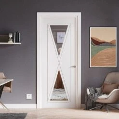 White Internal Primed Alexa 2 Light Clear Glass Door (79063)