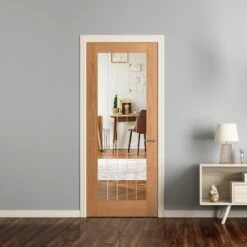 Oak Internal Fully Finished Farley 1 Light Obscure Lined Clear Glass Made-to-Measure Door (120481) -Oak Door Store 1700564382 61986200