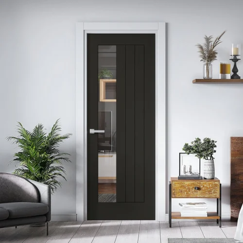 Black Internal Fully Finished Oak Farley 1 Light Offset Clear Glass Made-to-Measure Door (120488)