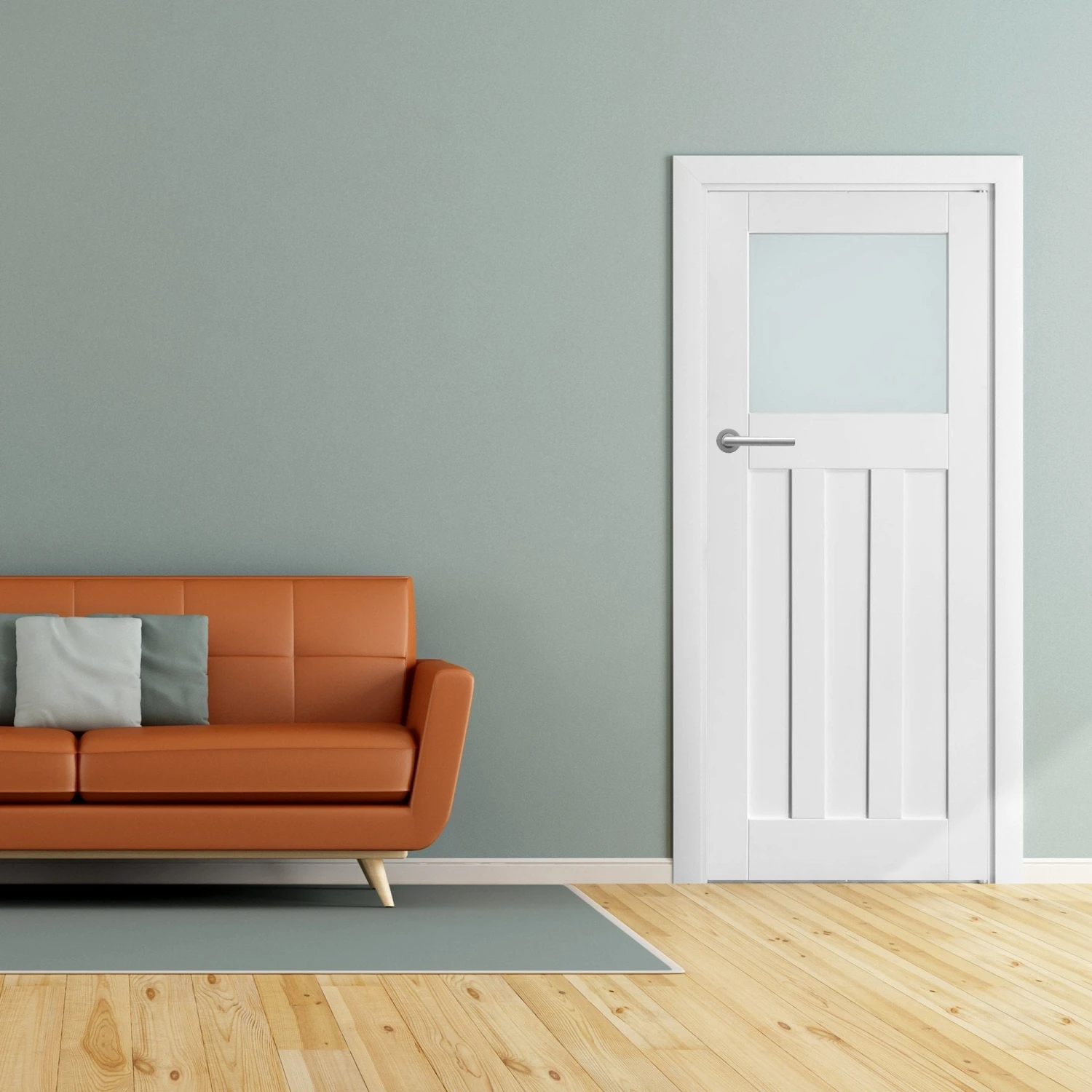 White Internal Primed 1930's DX 3 Panel 1 Light Obscure Glass Made-to-Measure Door (120492) 4 White Internal Primed 1930's DX 3 Panel 1 Light Obscure Glass Made-to-Measure Door (120492) - Image 4