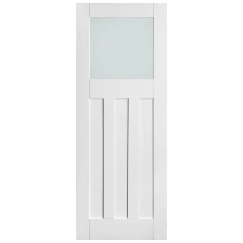 White Internal Primed 1930's DX 3 Panel 1 Light Obscure Glass Made-to-Measure Door (120492) -Oak Door Store 1700564577 76648100