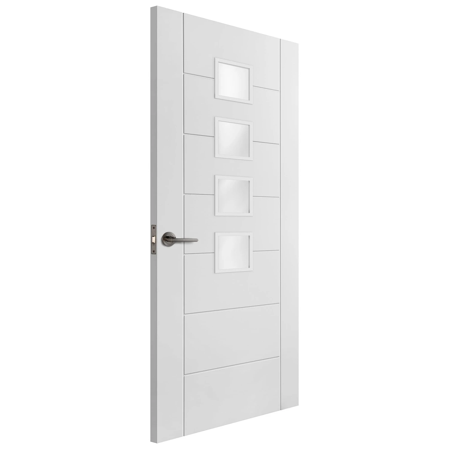 White Internal Primed Pedrena 7 Panel 4 Light Obscure Glass Made-to-Measure Door (120520) 2 White Internal Primed Pedrena 7 Panel 4 Light Obscure Glass Made-to-Measure Door (120520) - Image 2