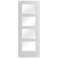 White Internal Primed Shaker 4 Light Clear Glass Made-to-Measure Door (120522) -Oak Door Store 1700564844 39804100