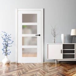White Internal Primed Shaker 4 Light Obscure Glass Made-to-Measure Door (120523) -Oak Door Store 1700564853 14838400