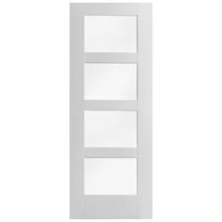 White Internal Primed Shaker 4 Light Obscure Glass Made-to-Measure Door (120523) -Oak Door Store 1700564859 55522800