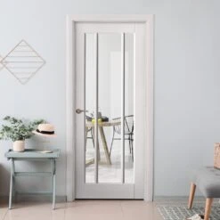 White Internal Primed Toledo 3 Light Clear Glass Made-to-Measure Door (120527)