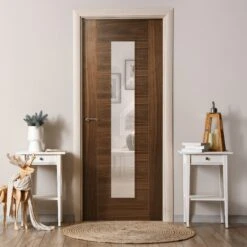 Walnut Internal Fully Finished Milano 1 Light Clear Glass Made-to-Measure Door (120548)