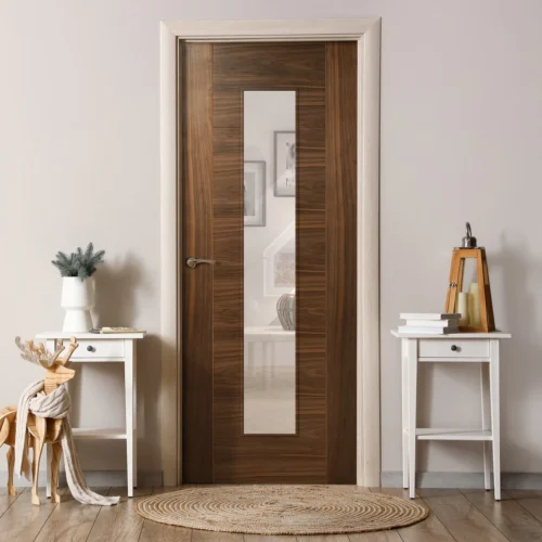 Walnut Internal Fully Finished Milano 1 Light Clear Glass Made-to-Measure Door (120548)