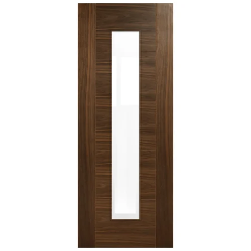 Walnut Internal Fully Finished Milano 1 Light Clear Glass Made-to-Measure Door (120548) -Oak Door Store 1700565200 36698000