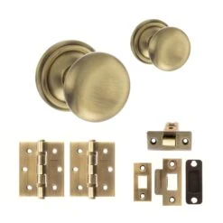 Harrogate Mushroom Mortice Door Knob Set - Antique Brass (120440)