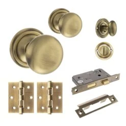 Harrogate Mushroom Mortice Bathroom Door Knob Set - Antique Brass (120441)