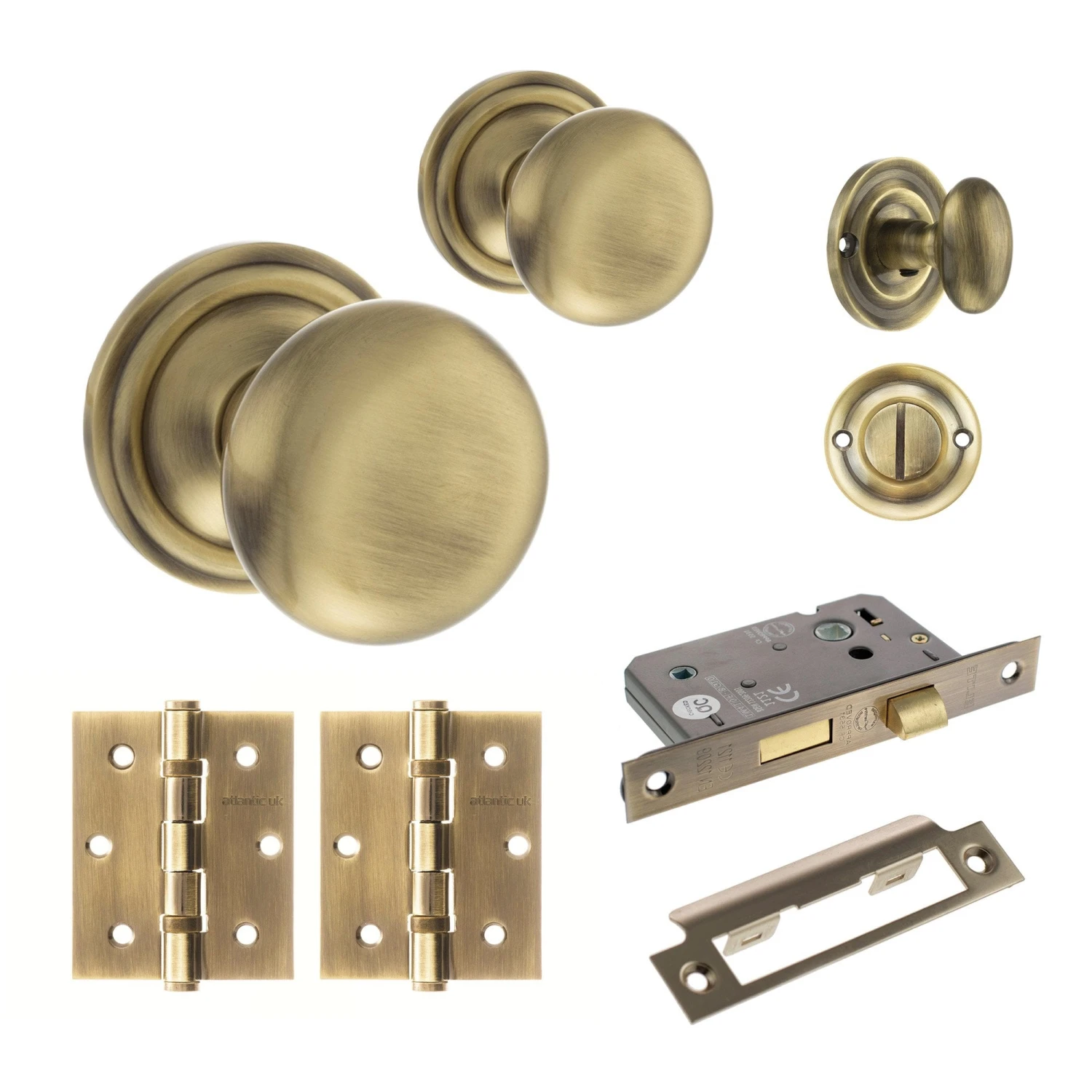 Harrogate Mushroom Mortice Bathroom Door Knob Set - Antique Brass (120441) 1 Harrogate Mushroom Mortice Bathroom Door Knob Set - Antique Brass (120441)