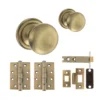 Harrogate Mushroom Mortice CE13 Fire Door Knob Set - Antique Brass (120442)