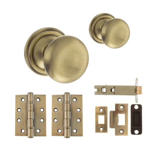 Harrogate Mushroom Mortice CE13 Fire Door Knob Set - Antique Brass (120442)
