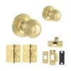 Ripon Round Reeded Mortice Door Knob Set - Polished Brass (120428)